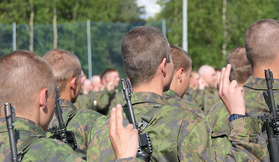 Conscripts at the military oath ceremony.