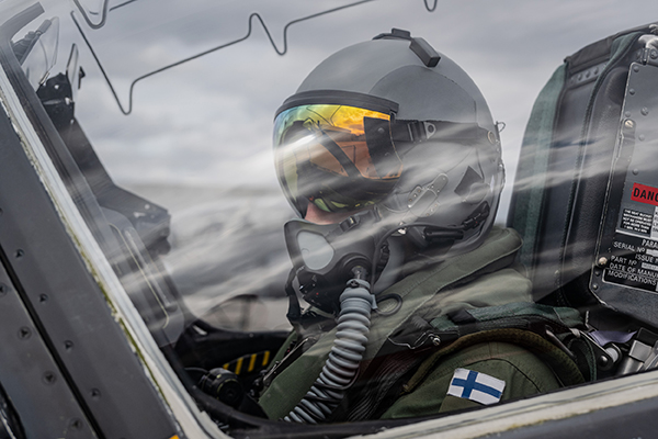 Captain Ville Luukkonen preparing for a flight.