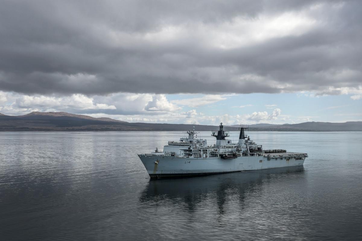 Landing Platform Dock ship, HMS Albion at sea.