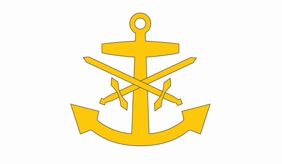 Rannikkolaivaston logo, jossa kaksi miekkaa ankkurin päällä ristissä.