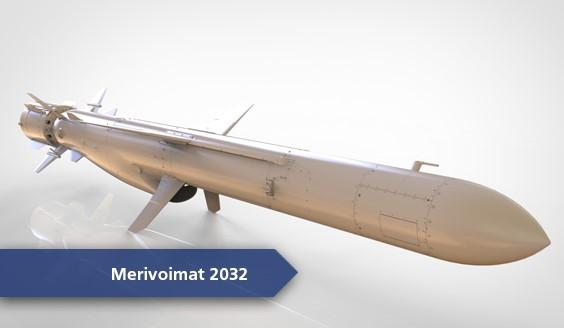 Torpedo. Kuvassa teksti "Merivoimat 2032".