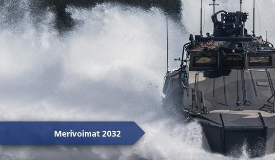 Merivoimien alus. Kuvassa teksti "Merivoimat 2032".