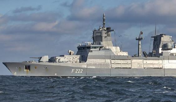 A grey frigate