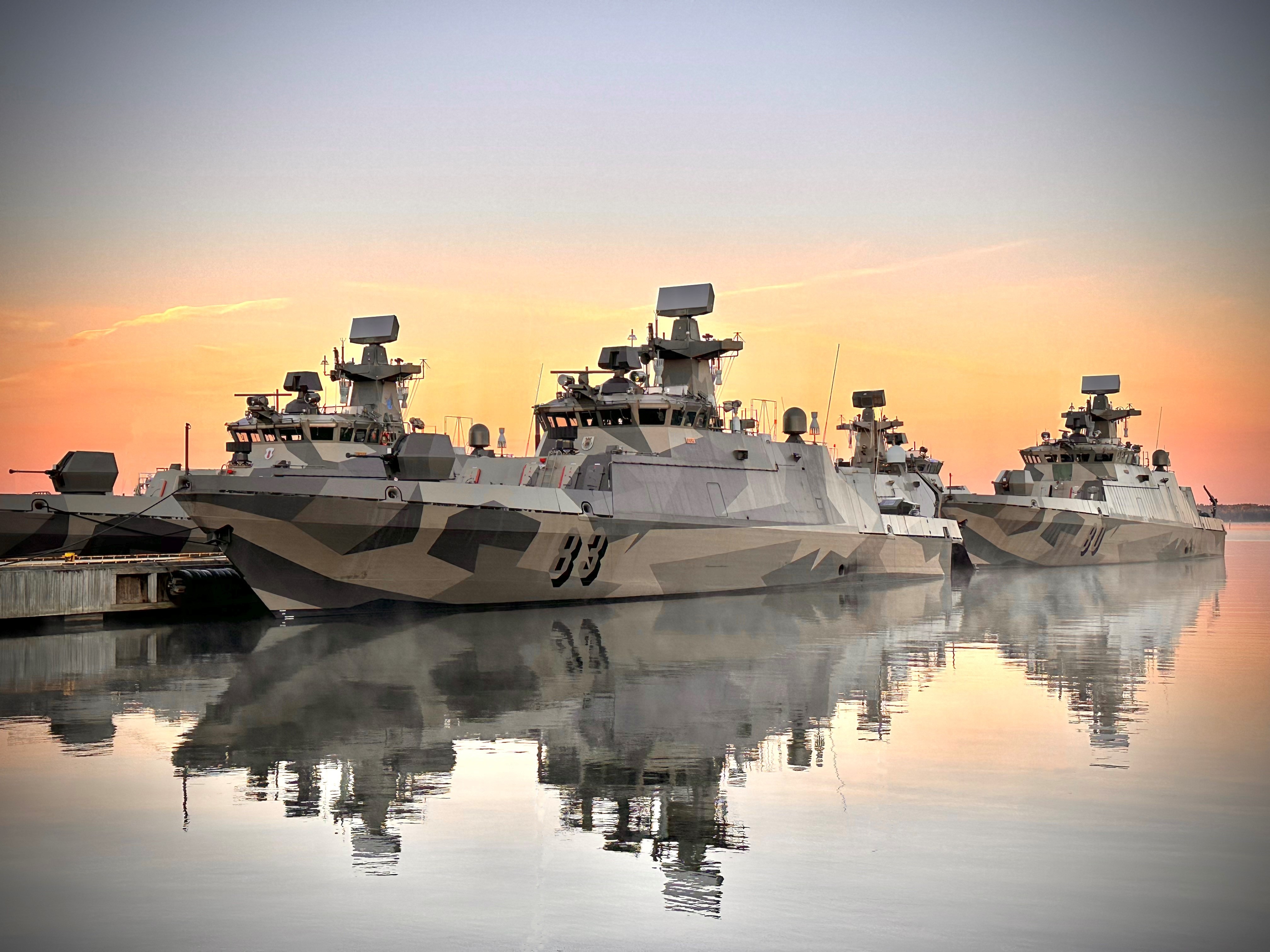 Four modernized Hamina-class missile boats.