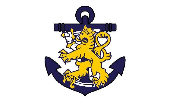 Finnish Navy logo with an anchor and a lion