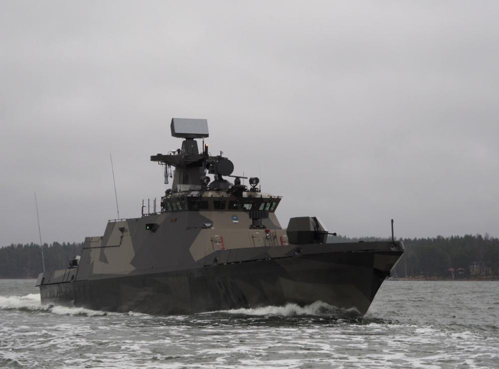 Ohjusvene Hamina merivastaanottokokeissa marraskuussa 2020.