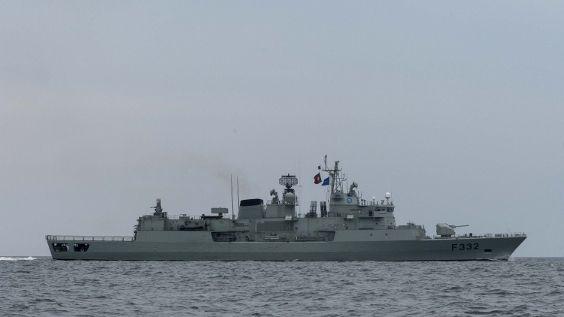 Portuguese frigate Corte Real at sea.