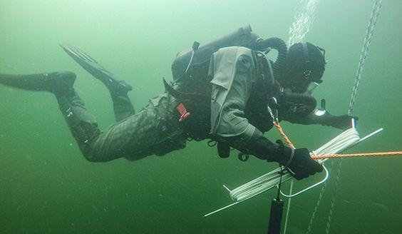 An EOD Diver in the water.