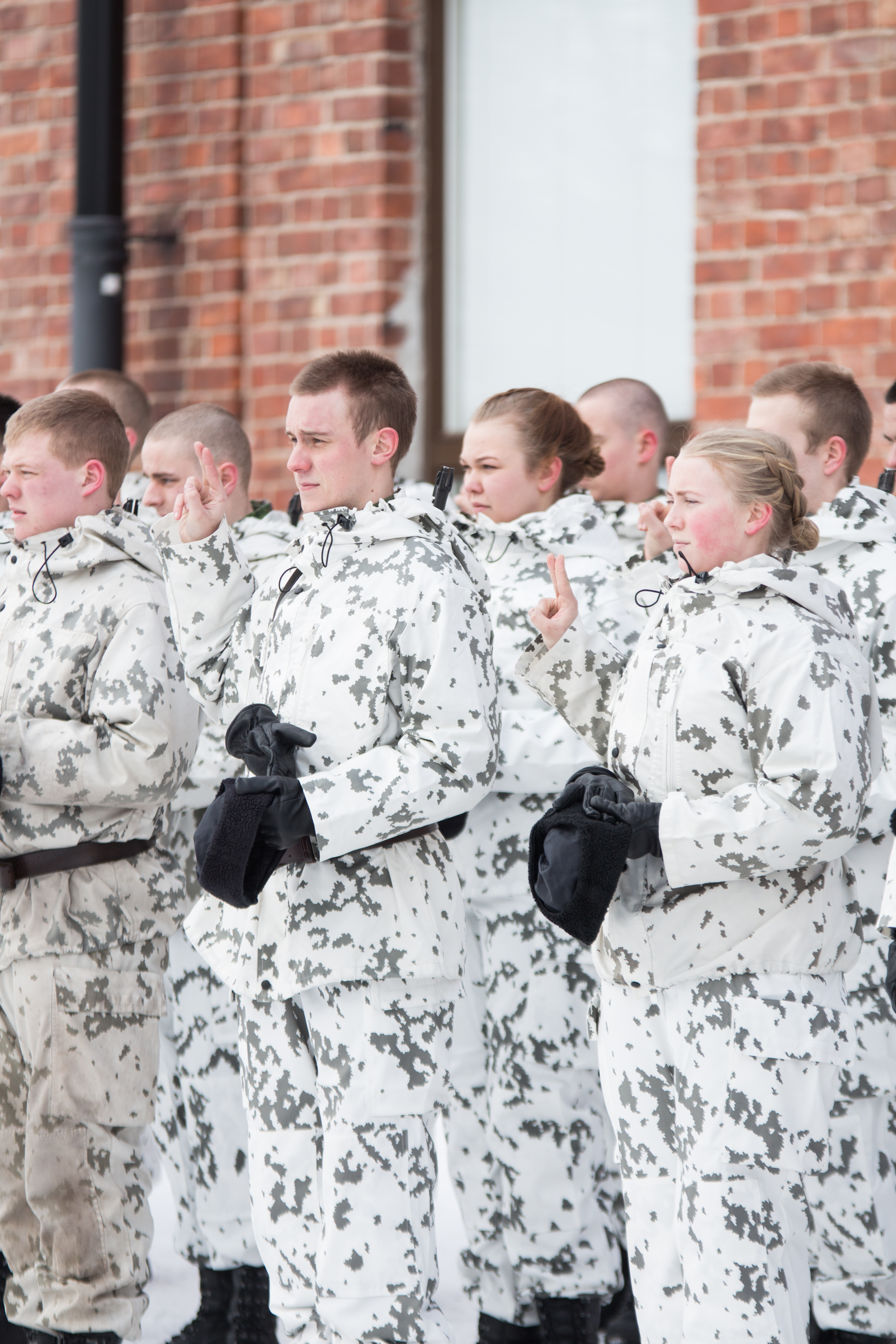 Krigsmannaedgång och -försäkran i Nylands brigad Krigsmannaedgång och -försäkran i Nylands brigad