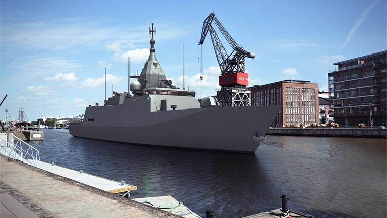 Illustrationbild av Pohjanmaa-klassens fartyg i Auraå.