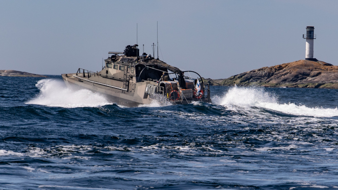 ylands brigads Jehu-transportbåt på väg till BALTOPS-övningen 2022.